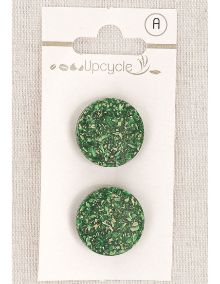 Card of 2 green 20 mm shank buttons - Rice grains