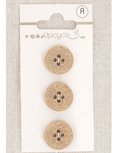 Card of 3 beige buttons 15 mm 4 holes - Fantasies