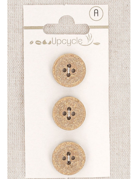 Card of 3 beige buttons 15 mm 4 holes - Fantasies