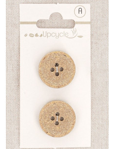 Card of 2 beige buttons 20 mm 4 holes - Fantasies