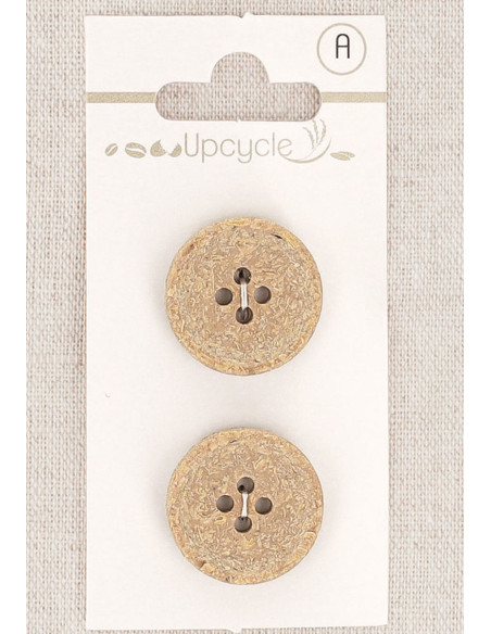 Card of 2 beige buttons 20 mm 4 holes - Fantasies