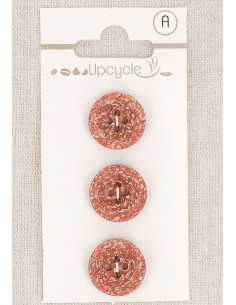 Card of 3 copper buttons 15 mm 4 holes - Fantasies