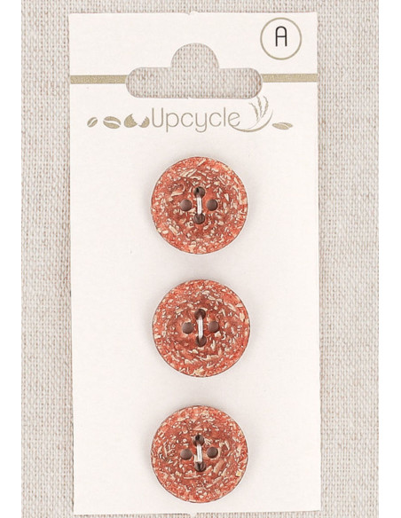 Card of 3 copper buttons 15 mm 4 holes - Fantasies
