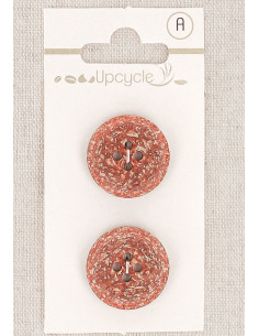 Card of 2 copper buttons 20 mm 4 holes - Fantasies