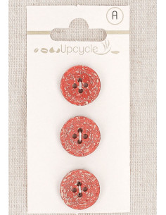 Card of 3 red buttons 15 mm 4 holes - Fantasies