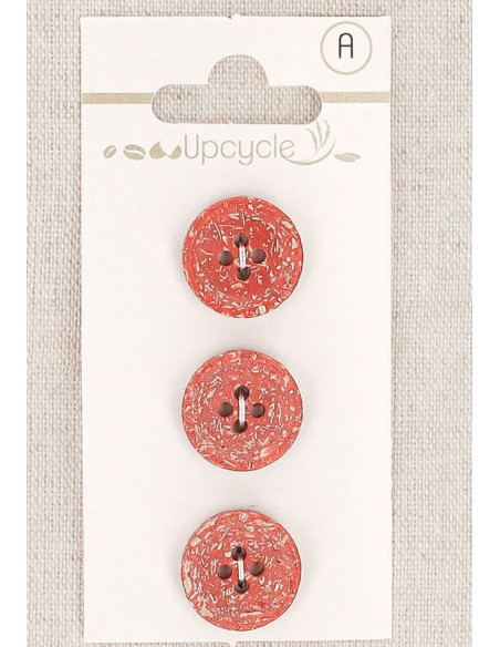 Card of 3 red buttons 15 mm 4 holes - Fantasies