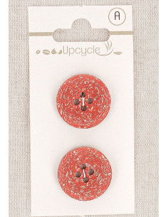 Card of 2 red buttons 20 mm 4 holes - Fantasies