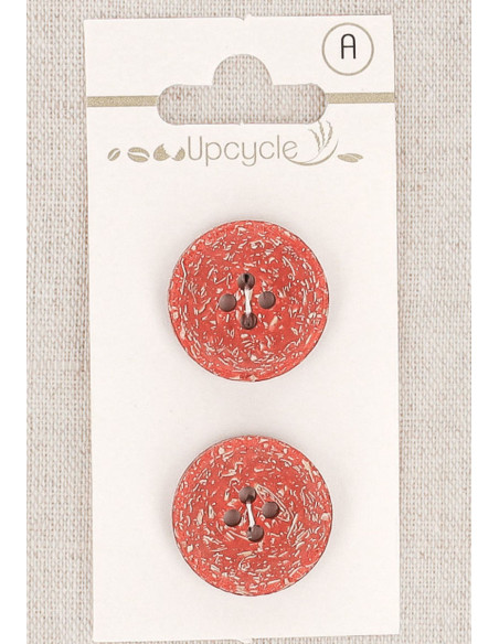 Card of 2 red buttons 20 mm 4 holes - Fantasies