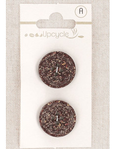 Card of 2 purple buttons 20 mm 4 holes - Fantasies