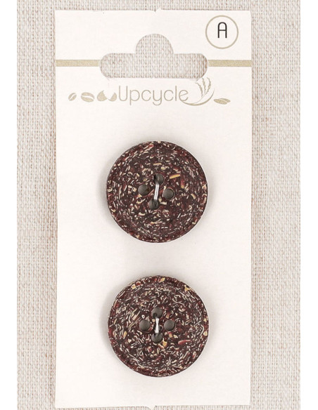 Card of 2 purple buttons 20 mm 4 holes - Fantasies
