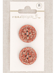 Card of 2 copper buttons 20 mm 4 holes - Fancy rolled edge