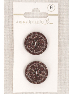Card of 2 purple buttons, 20 mm, 4 holes - Rolled edge fantasies