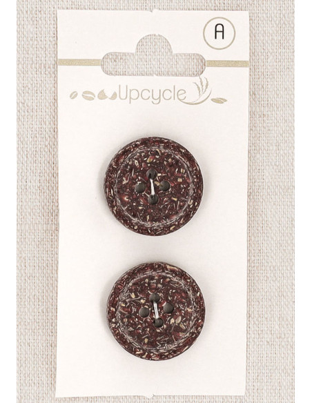 Card of 2 purple buttons, 20 mm, 4 holes - Rolled edge fantasies