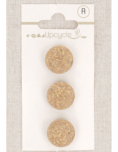 Card of 3 beige shank buttons 15 mm - Fantasies