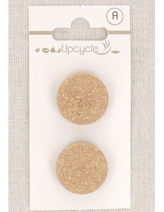 Card of 2 beige shank buttons 20 mm - Fantasies