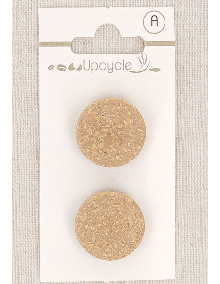 Card of 2 beige shank buttons 20 mm - Fantasies