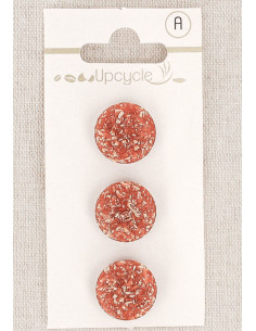 Card of 3 copper buttons 15 mm with shank - Fantasies