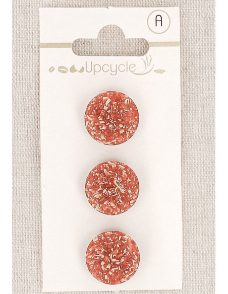 Card of 3 copper buttons 15 mm with shank - Fantasies