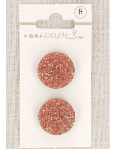 Card of 2 copper buttons 20 mm with shank - Fantasies