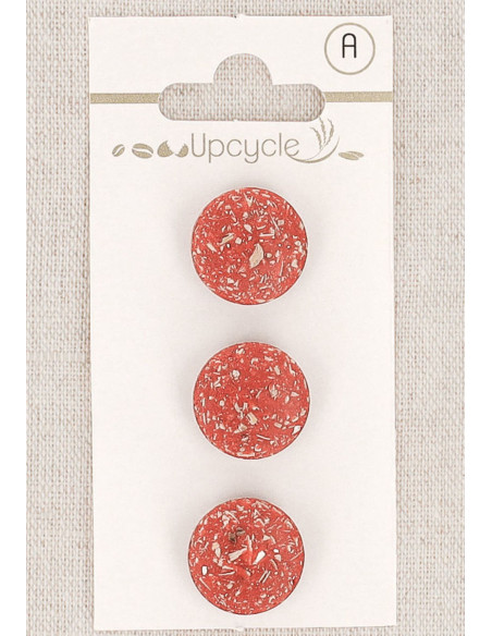 Card of 3 red shank buttons 15 mm - Fantasies