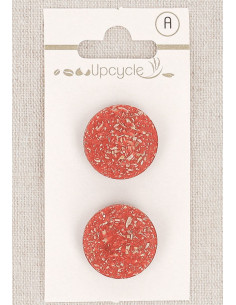 Card of 2 red buttons 20 mm with shank - Fantasies