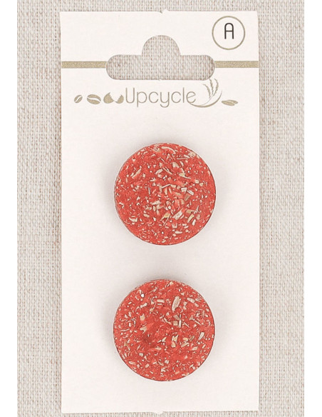 Card of 2 red buttons 20 mm with shank - Fantasies