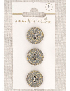 Card of 3 gray buttons 15 mm 4 holes - Fantasies