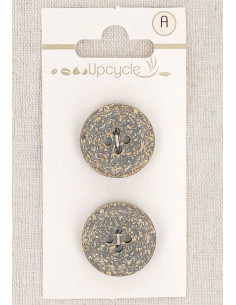 Card of 2 gray buttons 20 mm 4 holes - Fantasies