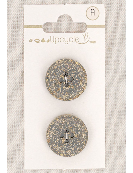 Card of 2 gray buttons 20 mm 4 holes - Fantasies
