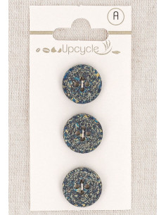 Card of 3 petrol green buttons 15 mm 4 holes - Fantasies