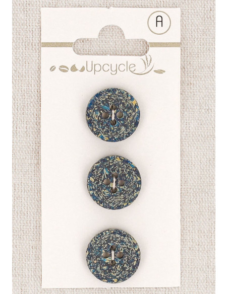 Card of 3 petrol green buttons 15 mm 4 holes - Fantasies