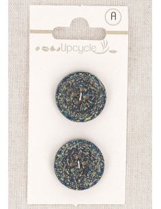Card of 2 petrol green buttons 20 mm 4 holes - Fantasies