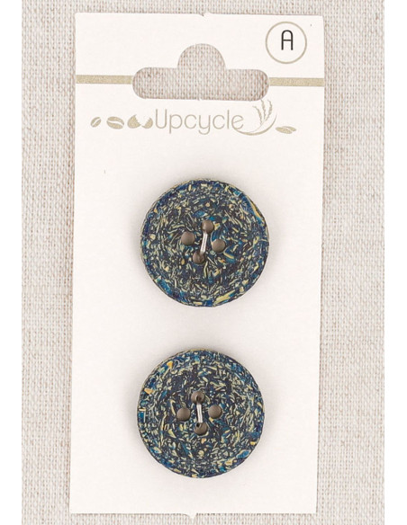 Card of 2 petrol green buttons 20 mm 4 holes - Fantasies