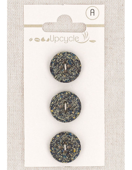 Card of 3 petrol blue buttons 15 mm 4 holes - Fantasies