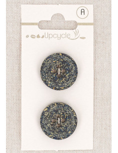 Card of 2 petrol blue buttons 20 mm 4 holes - Fantasies