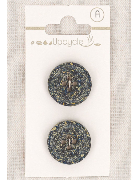 Card of 2 petrol blue buttons 20 mm 4 holes - Fantasies