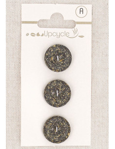 15 mm Ebony 4-Hole Button Card - Fantasies