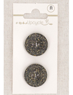 Card of 2 ebony buttons 20 mm 4 holes - Fantasies