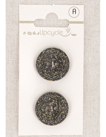 Card of 2 ebony buttons 20 mm 4 holes - Fantasies