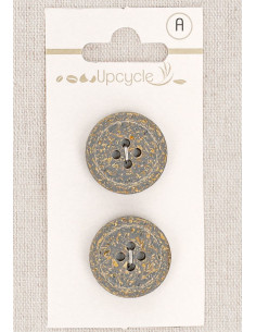 20 mm gray 2-button card with 4 holes - Rolled edge fantasies