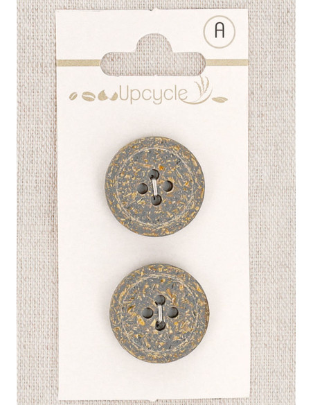 20 mm gray 2-button card with 4 holes - Rolled edge fantasies