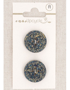 Petrol green 2-button card, 20 mm, 4 holes - Rolled edge fantasies