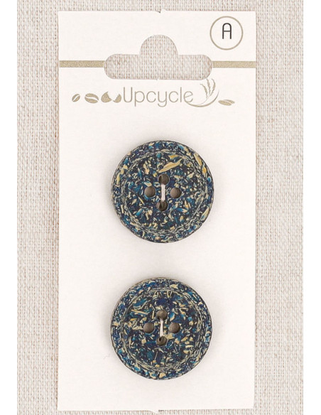 Petrol green 2-button card, 20 mm, 4 holes - Rolled edge fantasies