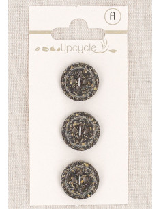 15 mm ebony 4-hole button card - Rolled edge fantasies