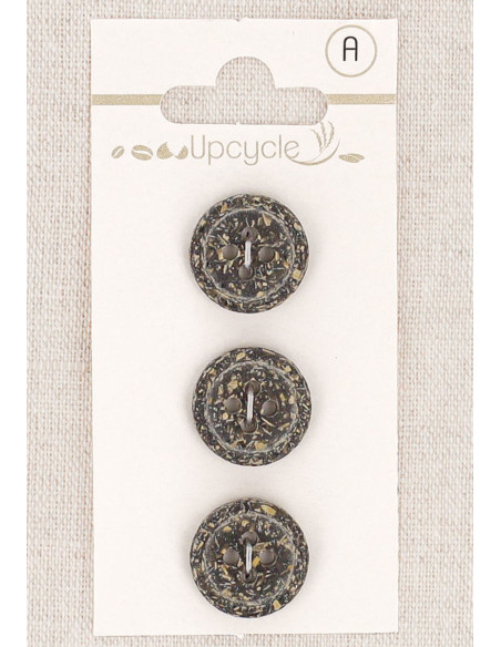15 mm ebony 4-hole button card - Rolled edge fantasies