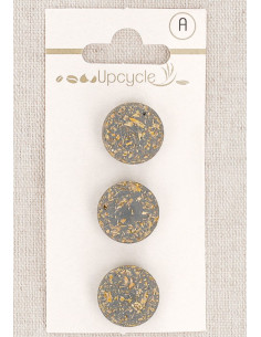 Card of 3 gray shank buttons 15 mm - Fantasies