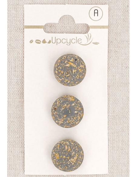 Card of 3 gray shank buttons 15 mm - Fantasies