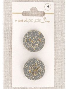Card of 2 gray shank buttons 20 mm - Fantasies