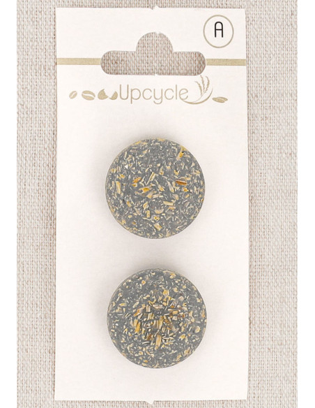 Card of 2 gray shank buttons 20 mm - Fantasies