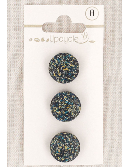 Card of 3 petrol green shank buttons 15 mm - Fantaisies